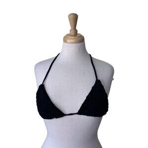 TORI PRAVER Triangle Textured Ruched Black Bikini Size Small